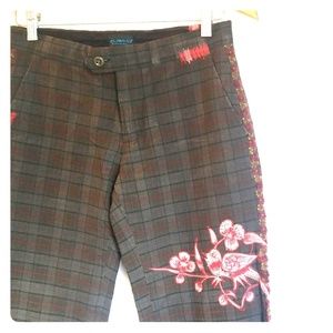 Custo Barcelona RARE Embroidered Plaid Trousers